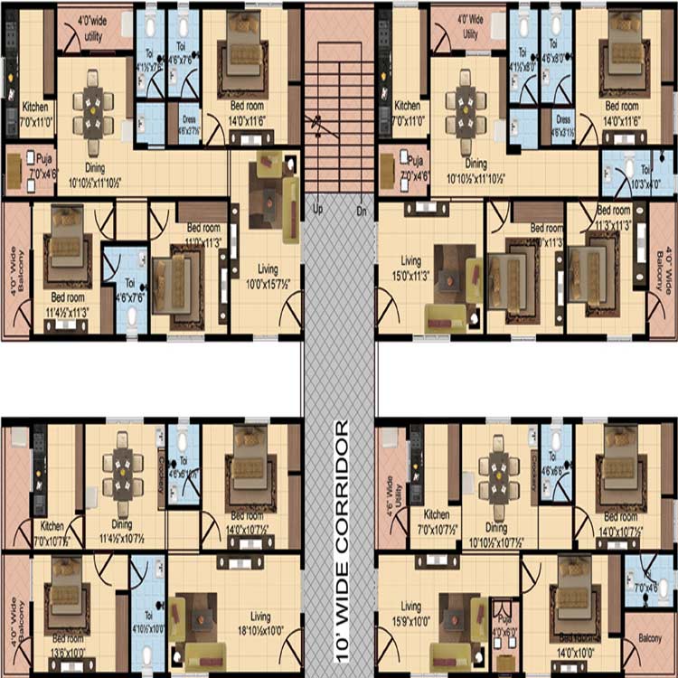 300 Square Yards Duplex House Plans